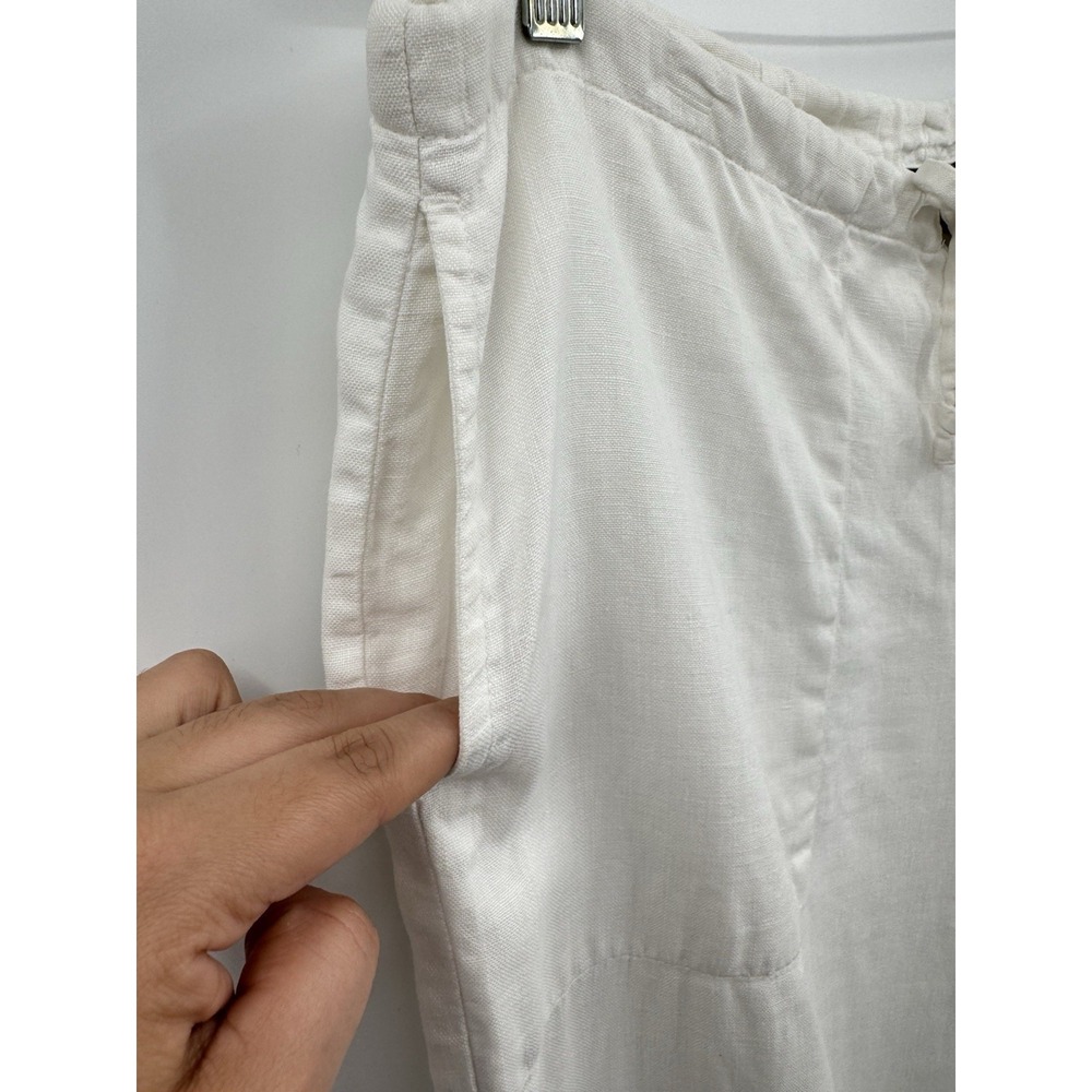 GAP Lined 100% Linen Wide Leg Drawstring Pants Size 12 White Summer Effortless - Picture 5 of 11